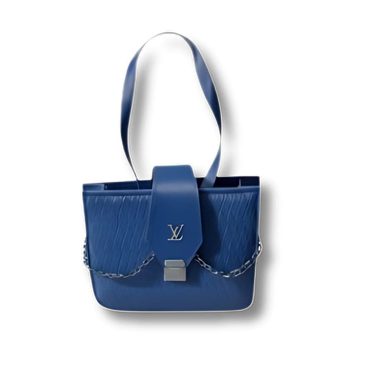 Stylish Blue Shoulder Bag – Quilted Design
